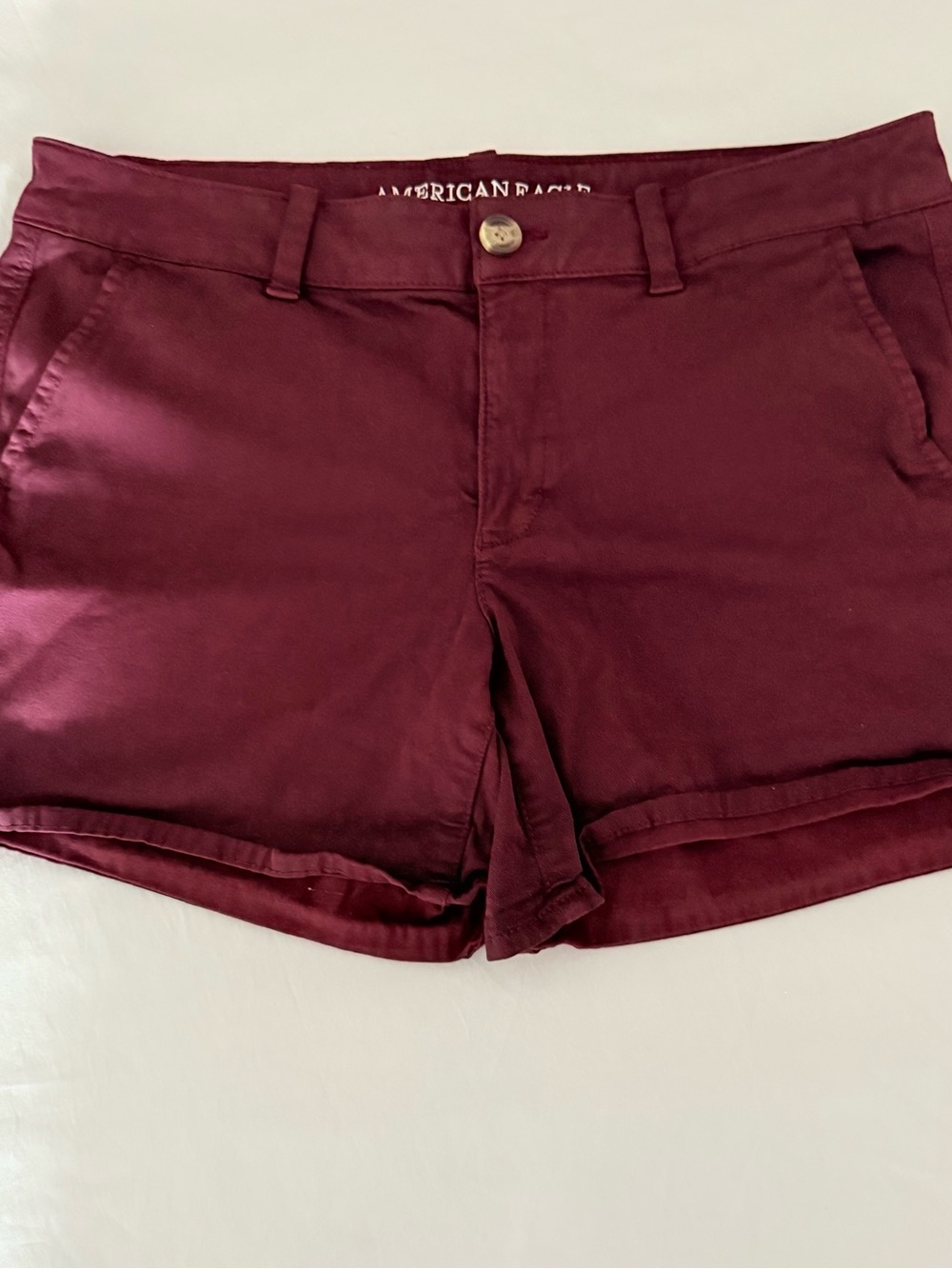 American Eagle Outfitters Burgundy  Women's High-Waist Wine Chino Shorts